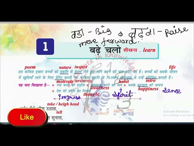 class 6 lesson 1| बढ़े चलो l  hindi poem   madhubun educational books hindi  bade chalo