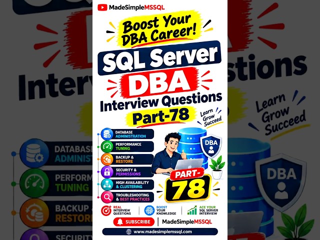 SQL Server Interview Questions | #learnsql #databaseconcepts #sql #coding | @MadeSimpleMSSQL