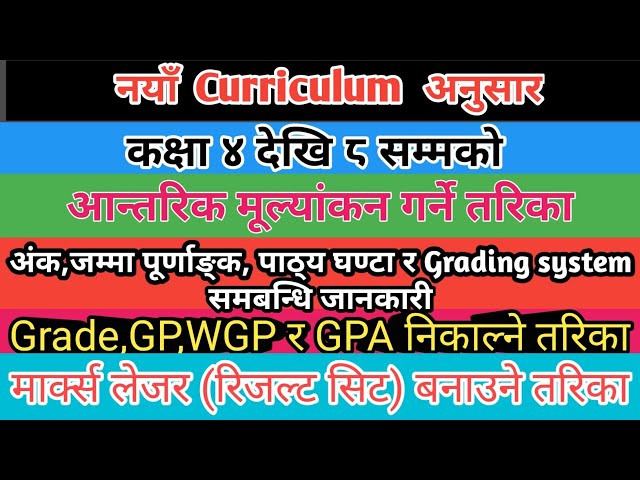 कक्षा ४-८ को आन्तरिक मूल्याङ्कन गर्ने तरिका/Class 4-8 internal evaluation system/CAS of class 4-8