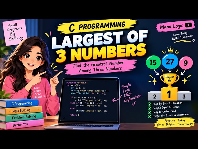 Largest of 3 Numbers in C Programming 🔥 | Using If-Else | Easy Explanation with C Program