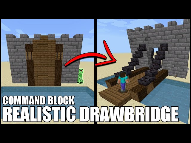 WORKING Realistic Drawbridge in Minecraft Bedrock! (Command Block)
