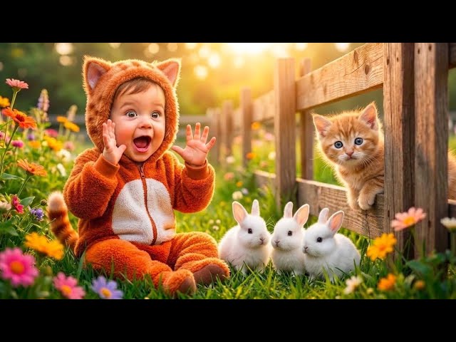Baby Plays Hide & Seek with Cute Baby Animals! 😺🐰🐴 | Where Is My Pet?! Fun Video for Kids - Part 2