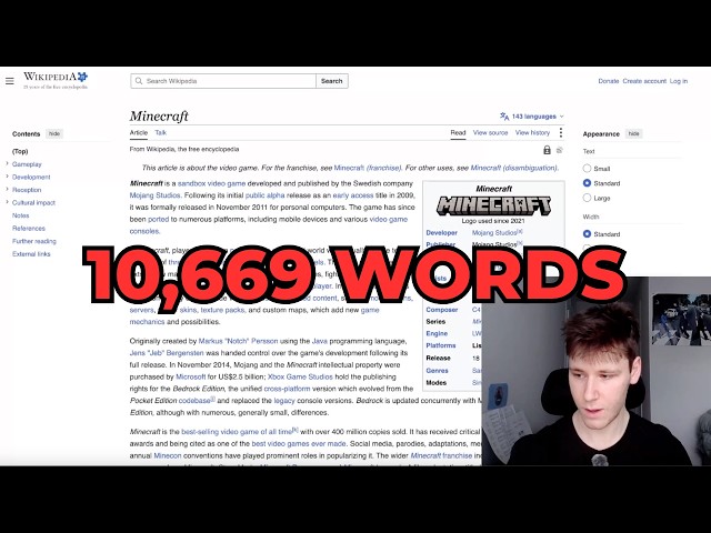 I read the entire Minecraft Wikipedia Page