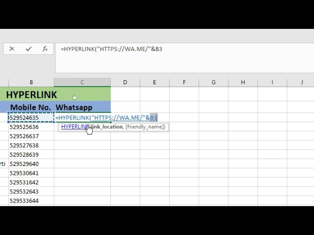 how to add full list of whatsapp on excel || Hyperlink