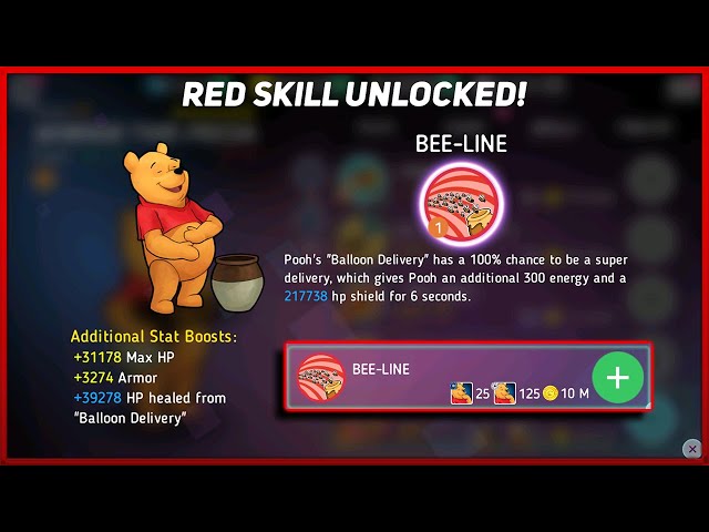 WINNIE THE POOH's RED SKILL UNLOCKED!!! | Disney Heroes: Battle Mode