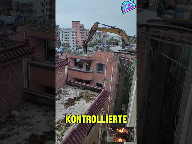 How does the excavator get onto the roof? 🚜 The top-down demolition method!