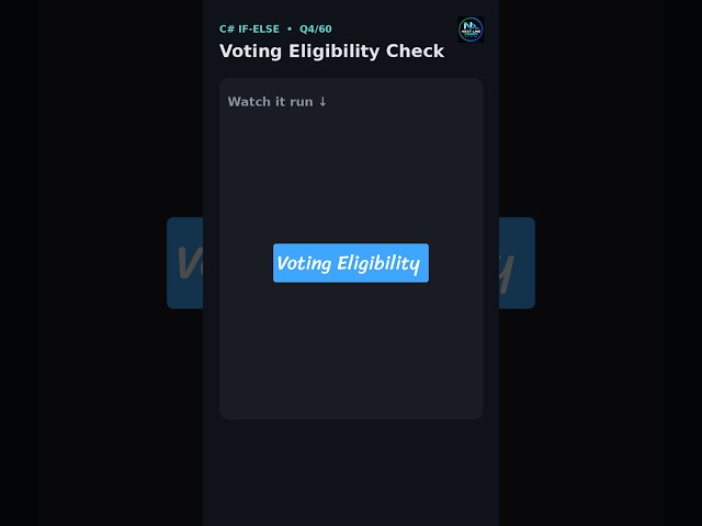 Check Voting Eligibility in C# using If-Else  #csharp