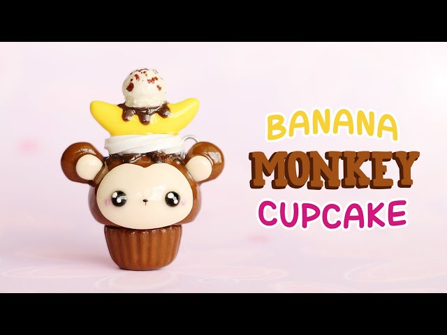 Kawaii Banana Monkey Cupcake │ Polymer Clay Tutorial