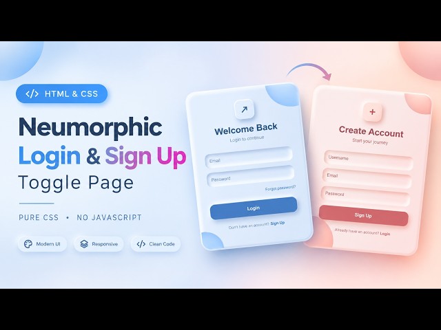Neumorphic Login & Sign Up Toggle Page Using HTML & CSS | Pure CSS