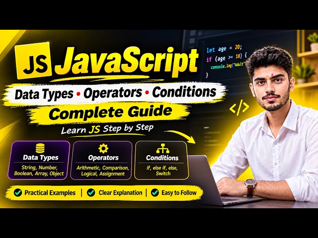 JavaScript Live Coding for Beginners | Data Types, Operators & Conditions
