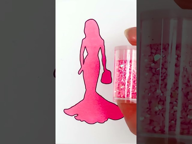 💗 Vestido de Barbie 💅 Manualidad con purpurina para niños ✨ #purpurina #barbie #vestido #arte #niños