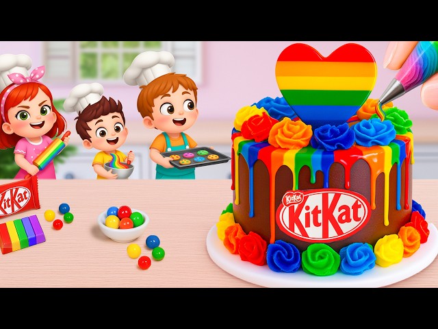 Miniature Rainbow Cake Decorating 🌈 Making Amazing Mini Rainbow KitKat Cake Recipe 💕 Yummy Teeny