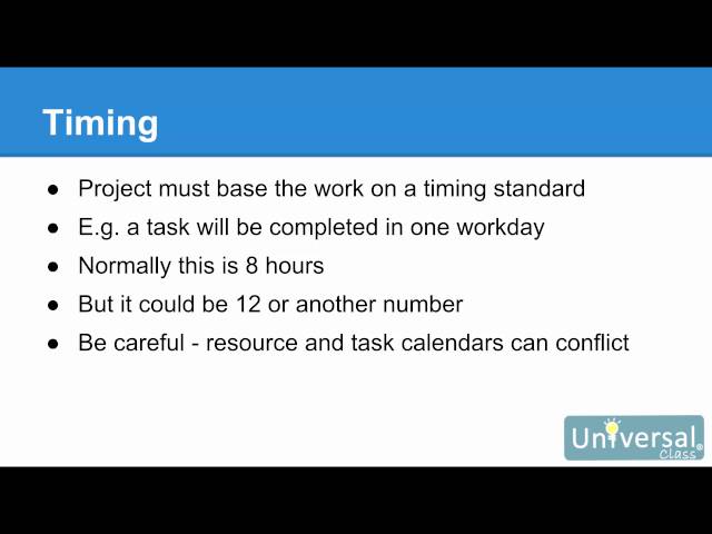 Lesson 6: Calendars - Universal Class Microsoft Project 2016