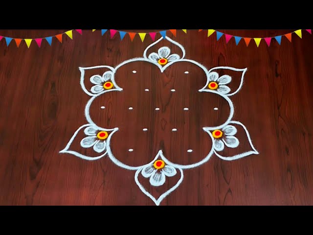 5×3dots easy rangoli|daily muggulu|thipkyanchi,festival rangoli|traditional rangoli#Rang kaa Rangoli