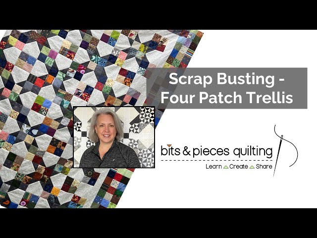 Scrap Busting 4 Patch Trellis Quilt - Free Tutorial