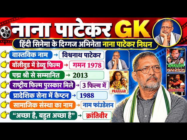 नाना पाटेकर GK | Nana Patekar Current Gk | Current Affairs 2026 | Nana Patekar GK | Nana Patekar