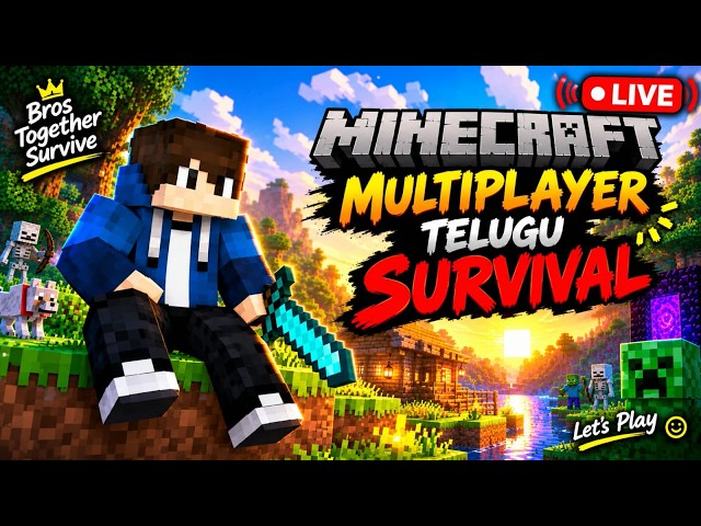 🔴MINECRAFT MULTIPLAYER SURVIVAL LIVE #7 | Telugu Gaming | Friends Tho Survival!