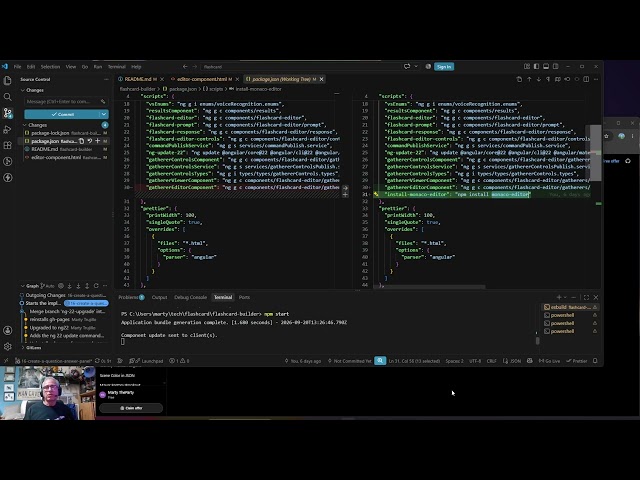 Angular/Voice API Flashcard Builder - Video 42 : Rendered the Monaco Editors