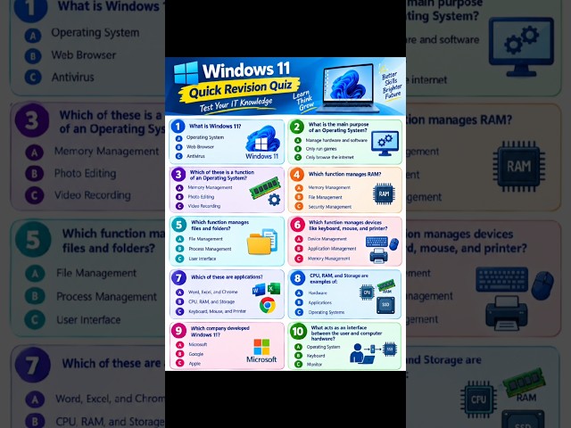 🎯 Windows 11 Quick Test | 9 Questions Every Beginner Should Know!