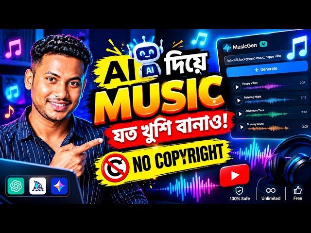 যত খুশি তত Ai দিয়ে Copyright Free মিউজিক বানাও 😱 Free and unlimited AI music  generator 