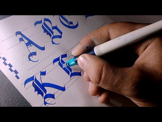 Gothic Calligraphy Alphabet : L (using pilot parallel pen) | Learn Blackletter Calligraphy 