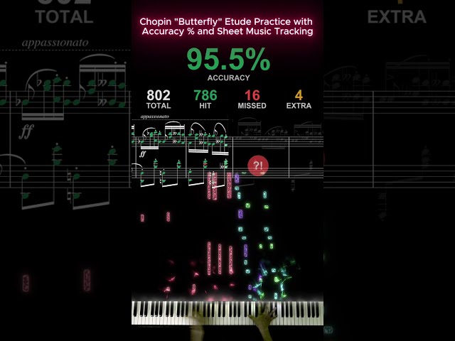 Chopin "Butterfly" Etude Practice with Accuracy % and Sheet Music Tracking