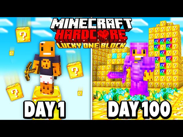 I Survived 100 Days on ONE LUCKY BLOCK in Hardcore Minecraft