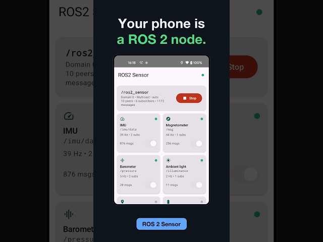 Your phone is a ROS 2 node — no bridge, no extra PC #ROS2 #Shorts