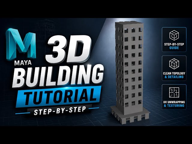 3D Building Model Tutorial in Autodesk Maya Step-by-Step | Clean Topology & UV Unwrapping