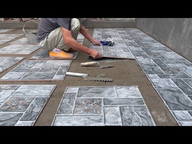 How To Install Yard With Ceramic Tiles | Project Building Brick Yard