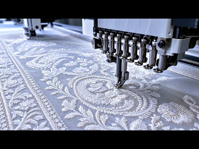Premium White Banarasi Embroidery Making Process | Satisfying ASMR | Secret Embroidery Factory Visit