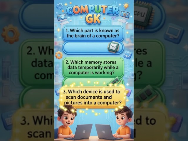 Computer GK Quiz for Kids 🖥️ | 3 Important Computer Questions & Answers #shorts #ai #computer