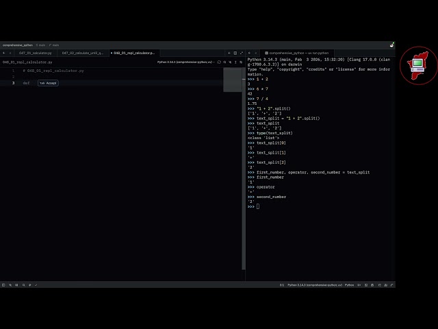 048 REPL Calculator - Comprehensive Python In Tamil