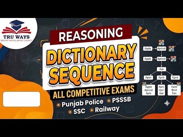 Dictionary Sequence| Reasoning Special| Theory + MCQs -PSSSB,Punjab Police & All Exams