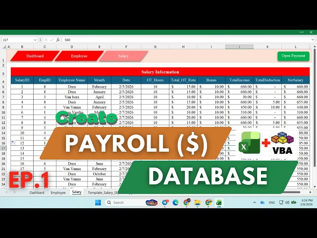 Create Payroll Database Structure in Excel VBA | Payroll System (EP.1)