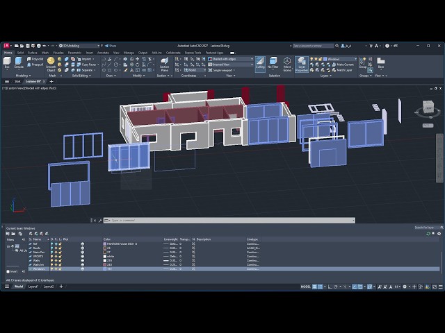 AUTOCAD 3D - Lesson 09 - Import 3D, Window, Solid History, Slice, Imprint, Extract, Cyclic Selection