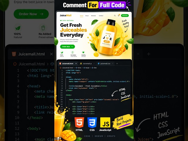 I Built This Juice Website Using HTML, CSS & JavaScript! 🍹🔥 | Full Project