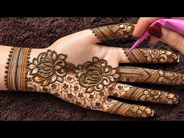 Mehndi Designs for Front hands Simple and stylish | lotus mehndi design | Beautiful mehndi design 