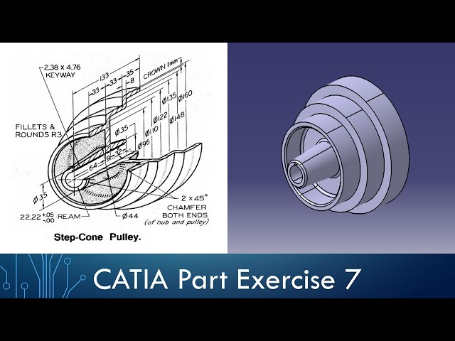 CATIA Part Design Exercise 7 - Step-Cone Pulley