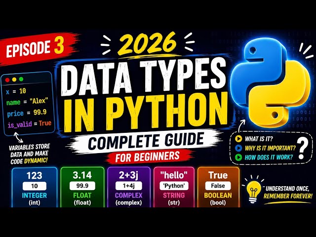 🔴Python Data Types Explained in Telugu | Episode 3 | Python Full Course 2026 #pythondatatypes#python