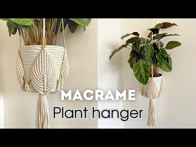 DIY Plant Hanger Macrame Tutorial leaf pattern