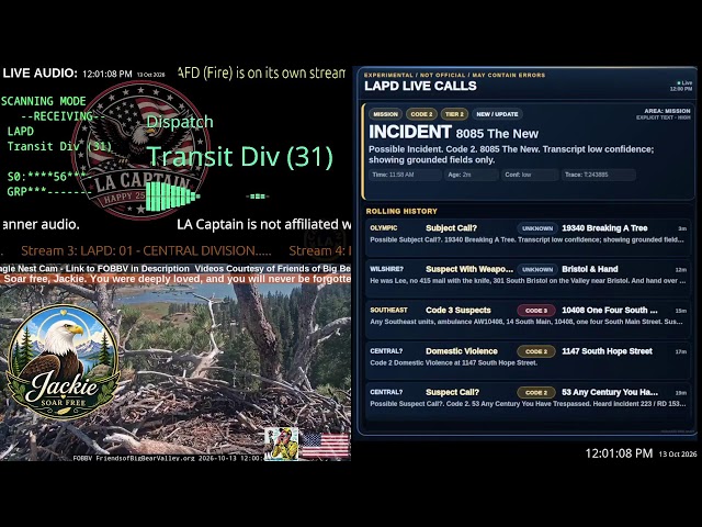 *LIVE* Los Angeles Police Scanner Audio LAPD Police LAFD Fire // 13-OCT-2026 // LA Captain