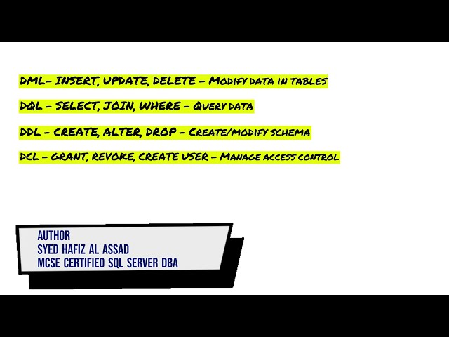 SQL Sub-Languages" or "SQL Language Categories - DDL, DML, DQL, DCL