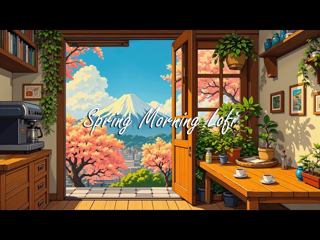 Spring Morning Lofi 🌸 Peaceful Japanese Chill with Mount Fuji view for studying and sleeping