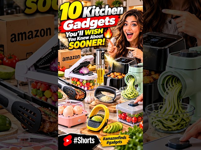 10 Kitchen Gadgets You'll WISH You Knew About SOONER! 🔥 #Shorts  #amazonfinds #gadgets