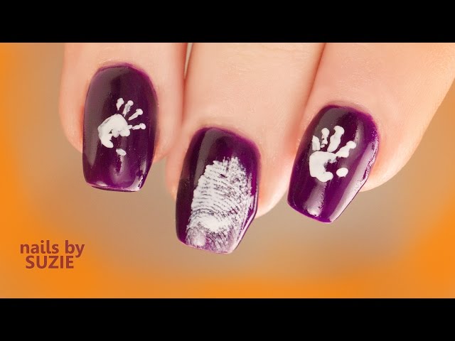 Grant Gets Halloween Hand and Finger Print Nails
