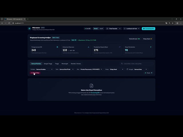 Screener Keterbukaan Informasi Saham Indonesia