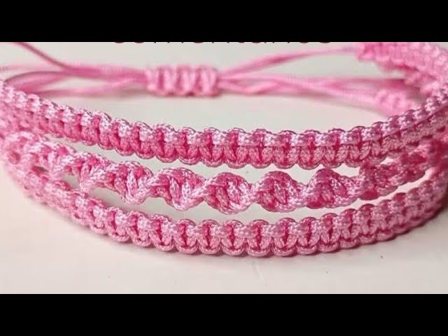 Pulsera triple en nudo plano y nudo en espiral tutorial #macrame #manillasdehili