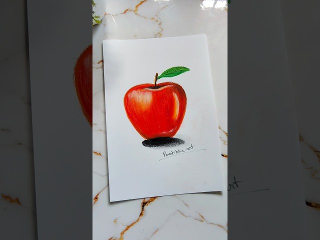 how to draw Apple with oil pastel colour very easy and simple step by step#art# draw