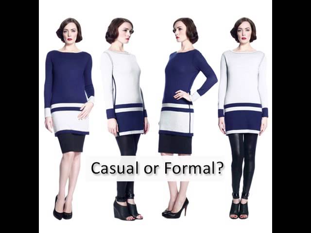 Casual or formal reversible stripe detail dress/ pullover - Loretta